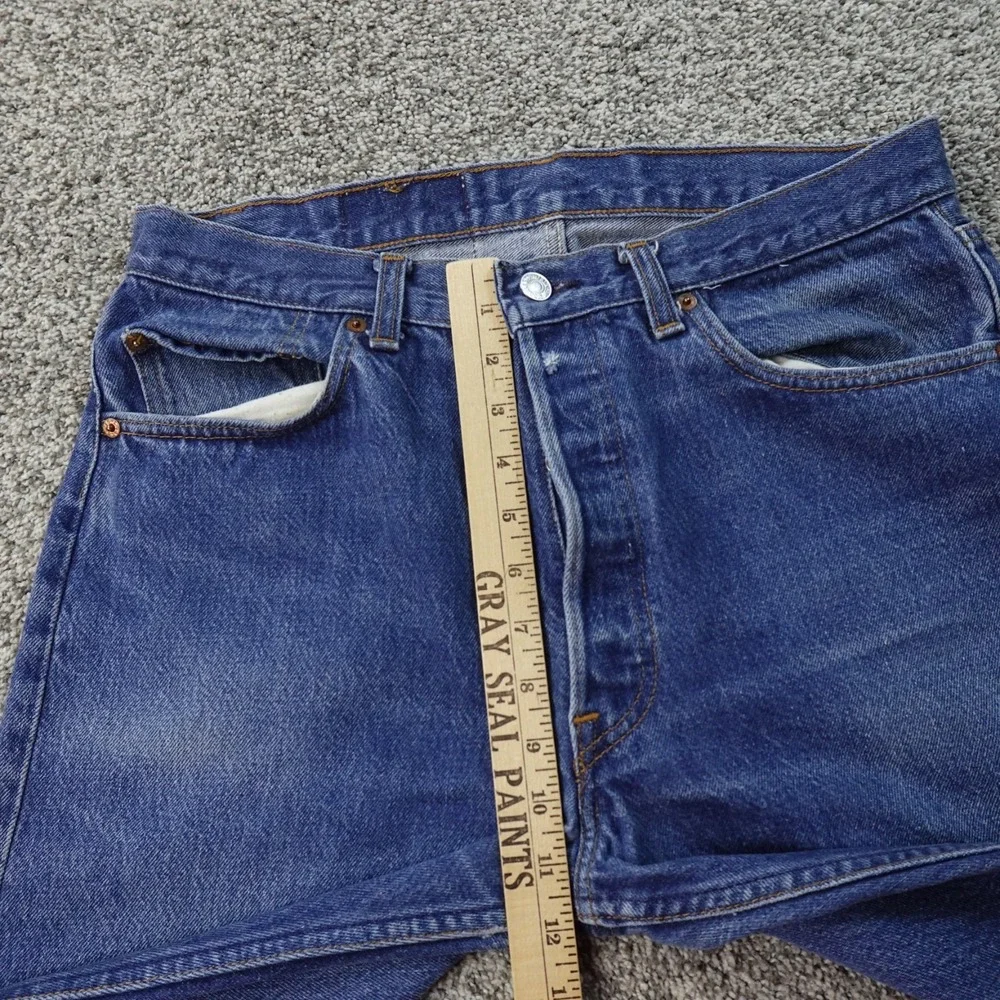 VTG Levis Jeans Mens 32X35 Dark Blue Denim Pants 501 Button Fly USA Fade 70s 80s